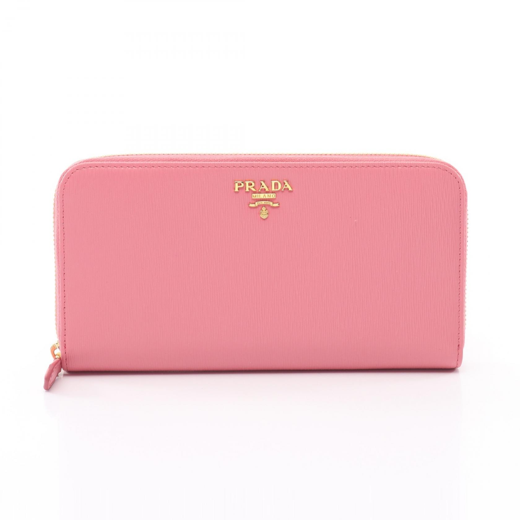プラダ PRADA VITELLO MOVE ラウンド長財布 財布 レザー レディース ピンク系 1ML506 【中古】