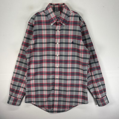 古着 ブルックスブラザーズ Brooks Brothers 長袖シャツ ボタンダウン ワンポイント 1818 XS グレー系 チェック メンズ