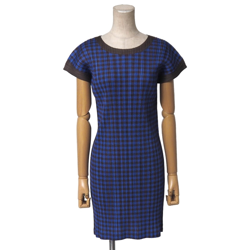 ■美品■PLEATS PLEASE ISSEY MIYAKE プリーツプリーズ イッセイミヤケ ワンピース サイズ3 千鳥格子 チュニック ブランド古着【中古】20260612/RA9831