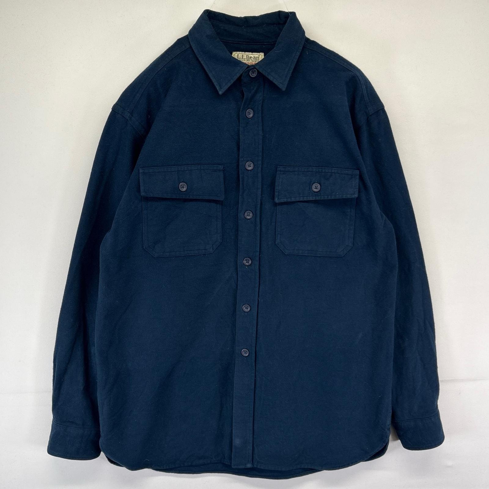 古着 80's/80年代 ヴィンテージ エルエルビーン L.L.Bean 長袖シャツ ネルシャツ シャモアクロス 厚手 M  ネイビー系 メンズ