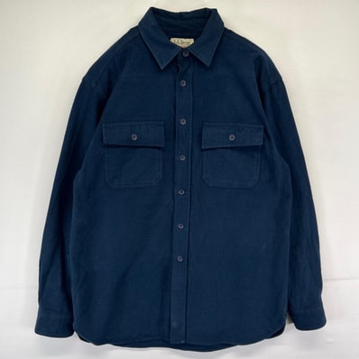古着 80's/80年代 ヴィンテージ エルエルビーン L.L.Bean 長袖シャツ ネルシャツ シャモアクロス 厚手 M ネイビー系 メンズ