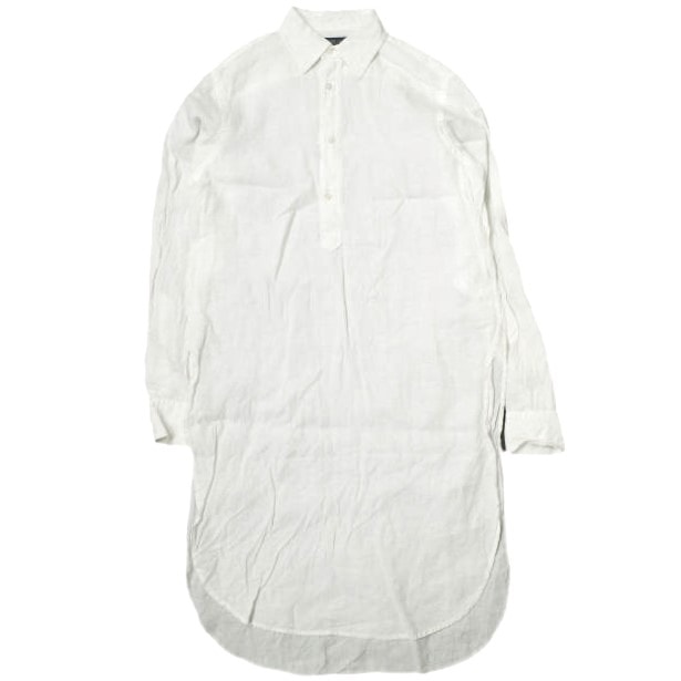 POLO RALPH LAUREN ポロ・ラルフローレン プルオーバーリネンシャツワンピース 211807062001 XS WHITE 長袖 ドレス 定価35,200円 トップス g22851