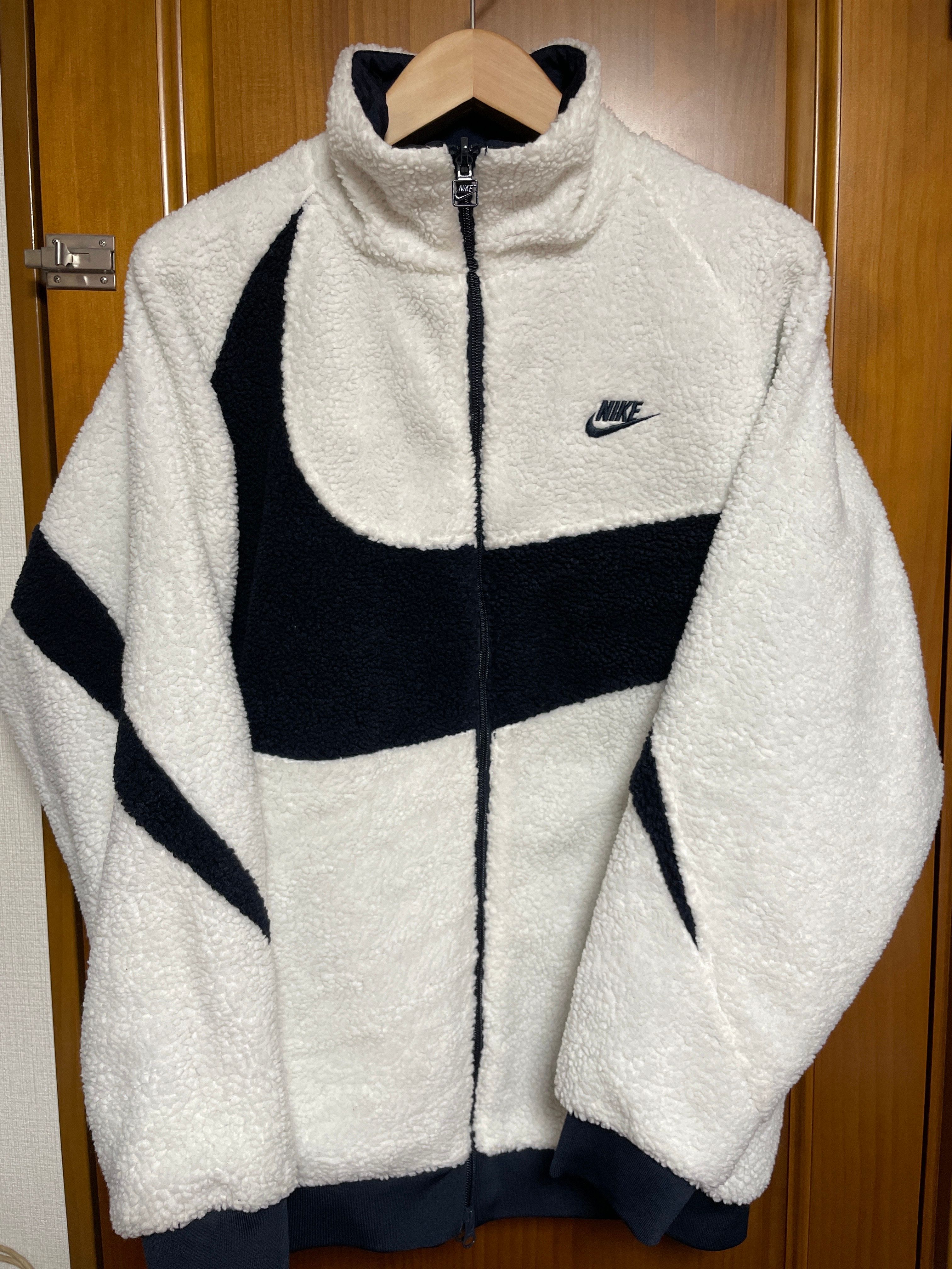 Nike Big Swoosh Reversible Boa Jacket "Sail/Dark Obsidian"