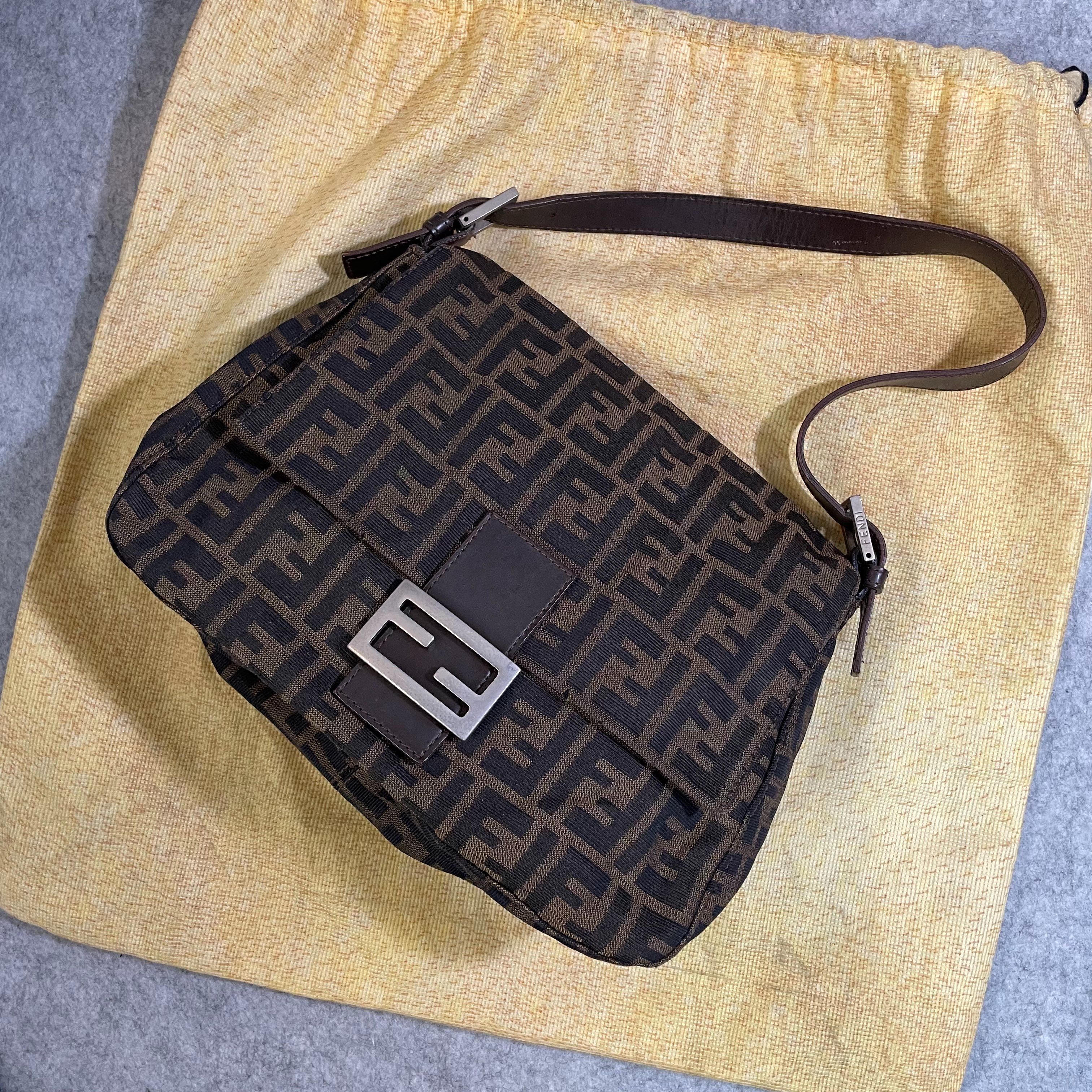 FENDI Zucca Mama Baguette Canvas Shoulder Bag "Brown"