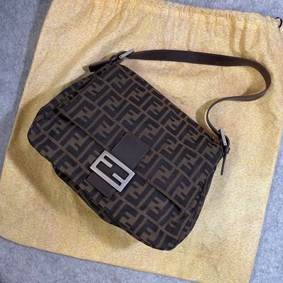 FENDI Zucca Mama Baguette Canvas Shoulder Bag "Brown"