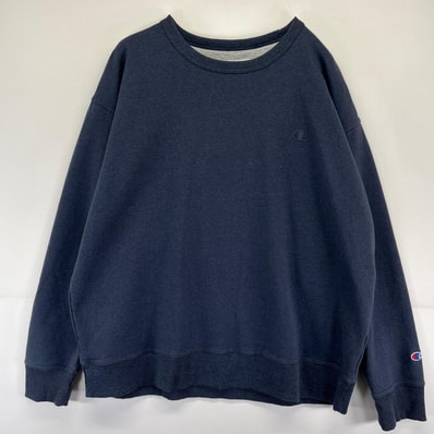 古着 チャンピオン Champion スウェット ロゴ刺繍 クルーネック 大きいサイズ トレーナー 2XL ネイビー系 メンズ