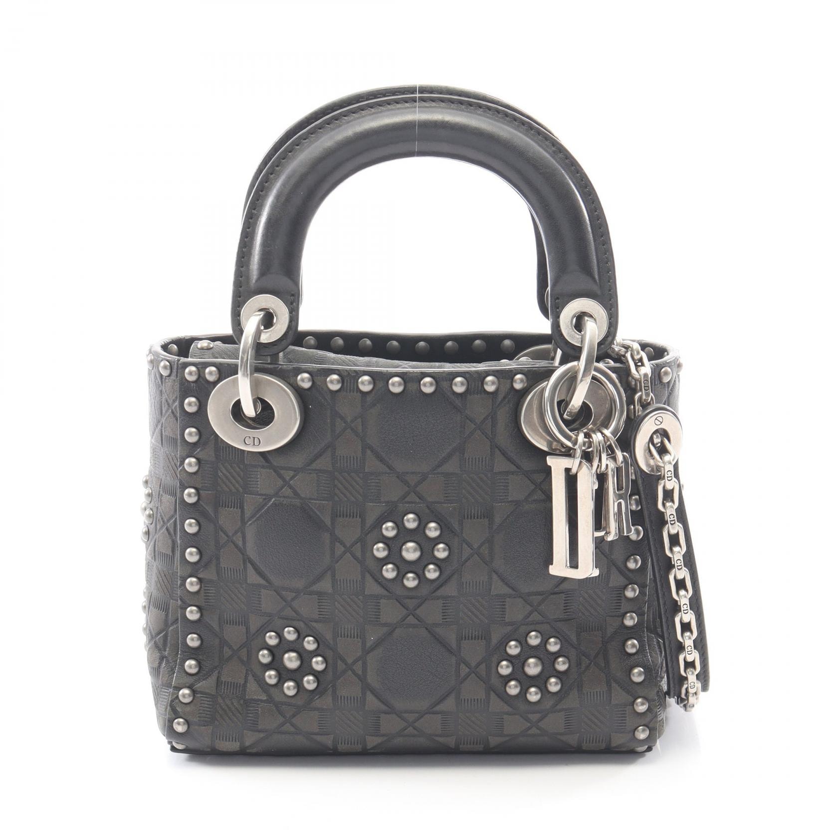 ディオール Dior レディディオール ミニ 2WAY ハンドバッグ バッグ レザー レディース ブラック系 【中古】