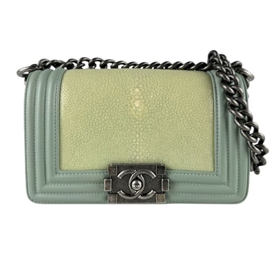 シャネル CHANEL ショルダーバッグ ボーイシャネル レザー/ガルーシャ グリーン系 レディース【中古】 z9311