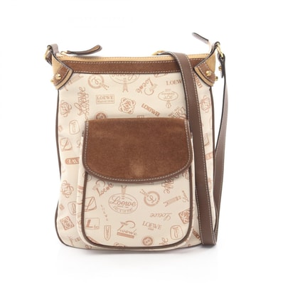 ロエベ LOEWE 160 ANIVERSARIO ショルダーバッグ バッグ キャンバス スウェード レザー レディース アイボリー系 / ブラウン系 【中古】