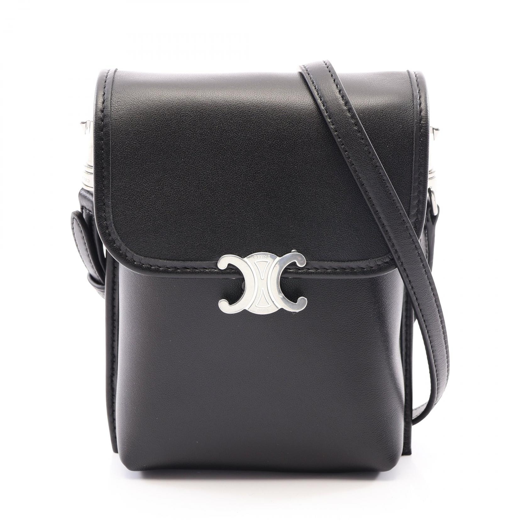 セリーヌ CELINE バーティカル ポーチ ソフトトリオンフ ショルダーバッグ バッグ レザー メンズ ブラック系 L105A3M6238SI 【新品】