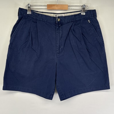 古着 コロンビア Columbia ショートパンツ ツータック ハーフパンツ チノパン 短パン ゴルフ ワンポイントロゴ ネイビー メンズ