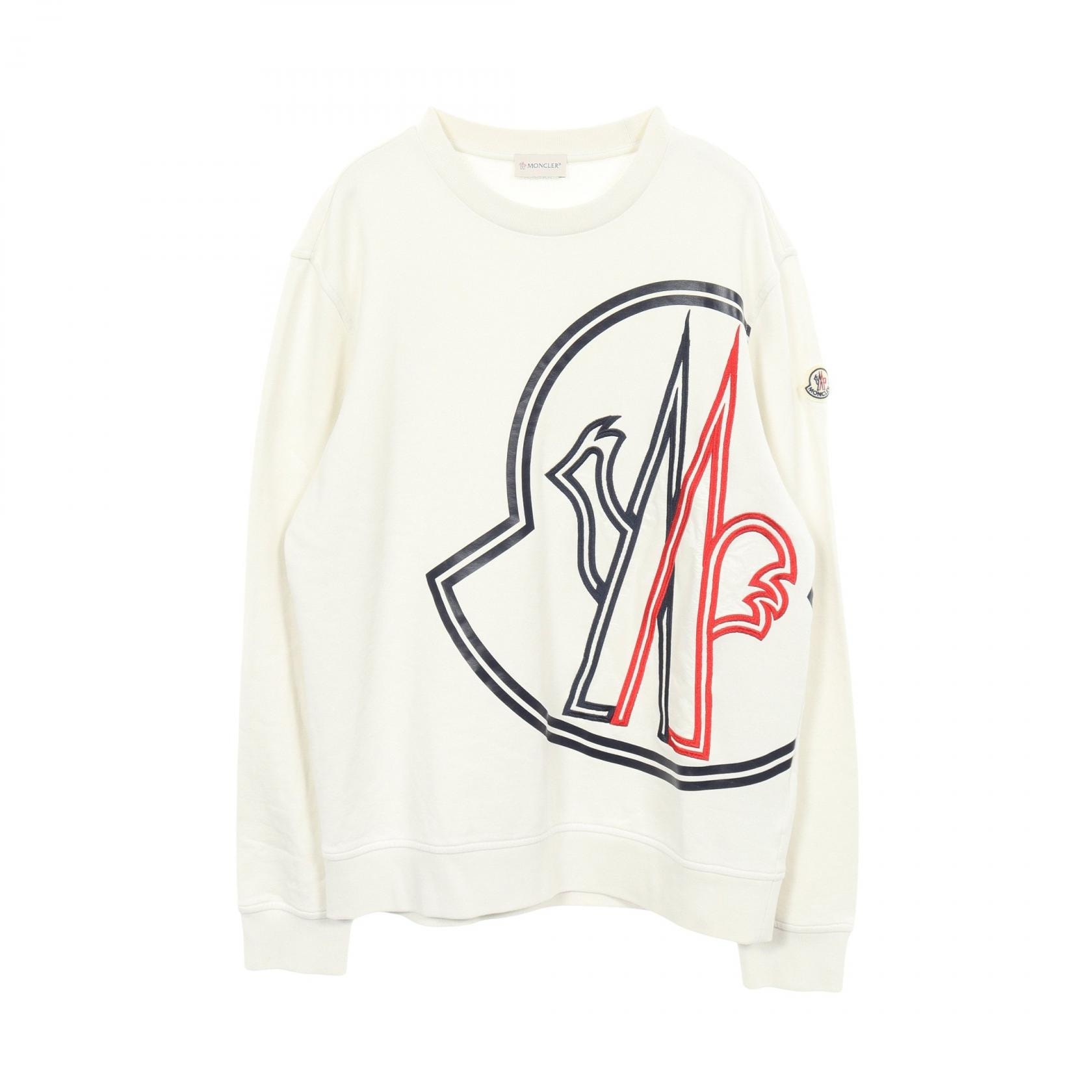 モンクレール MONCLER ロゴ刺繍 切替 スウェット 衣料品 トップス コットン レディース ホワイト系 8G00014 【中古】