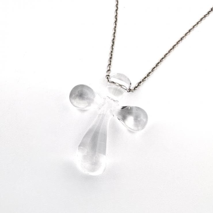 ティファニー TIFFANY&Co. ネックレス Pt950 ロッククリスタル クロス スモール【鑑定済み】正規品