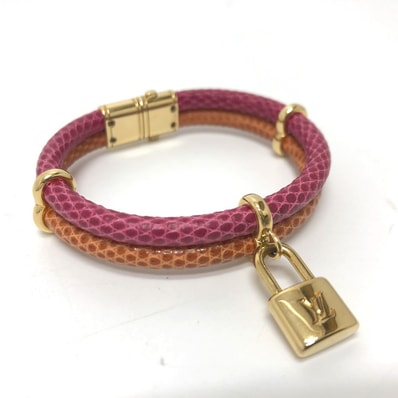 ルイヴィトン LOUIS VUITTON ブラスレ・キープイットトゥワイス アクセサリー ブレスレット レザー ピンク系