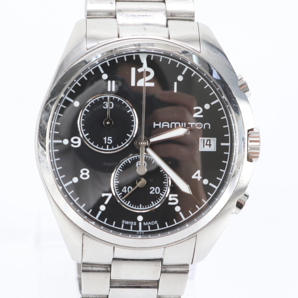 ■美品 ハミルトン カーキ パイロット クロノグラフ デイト クォーツ
