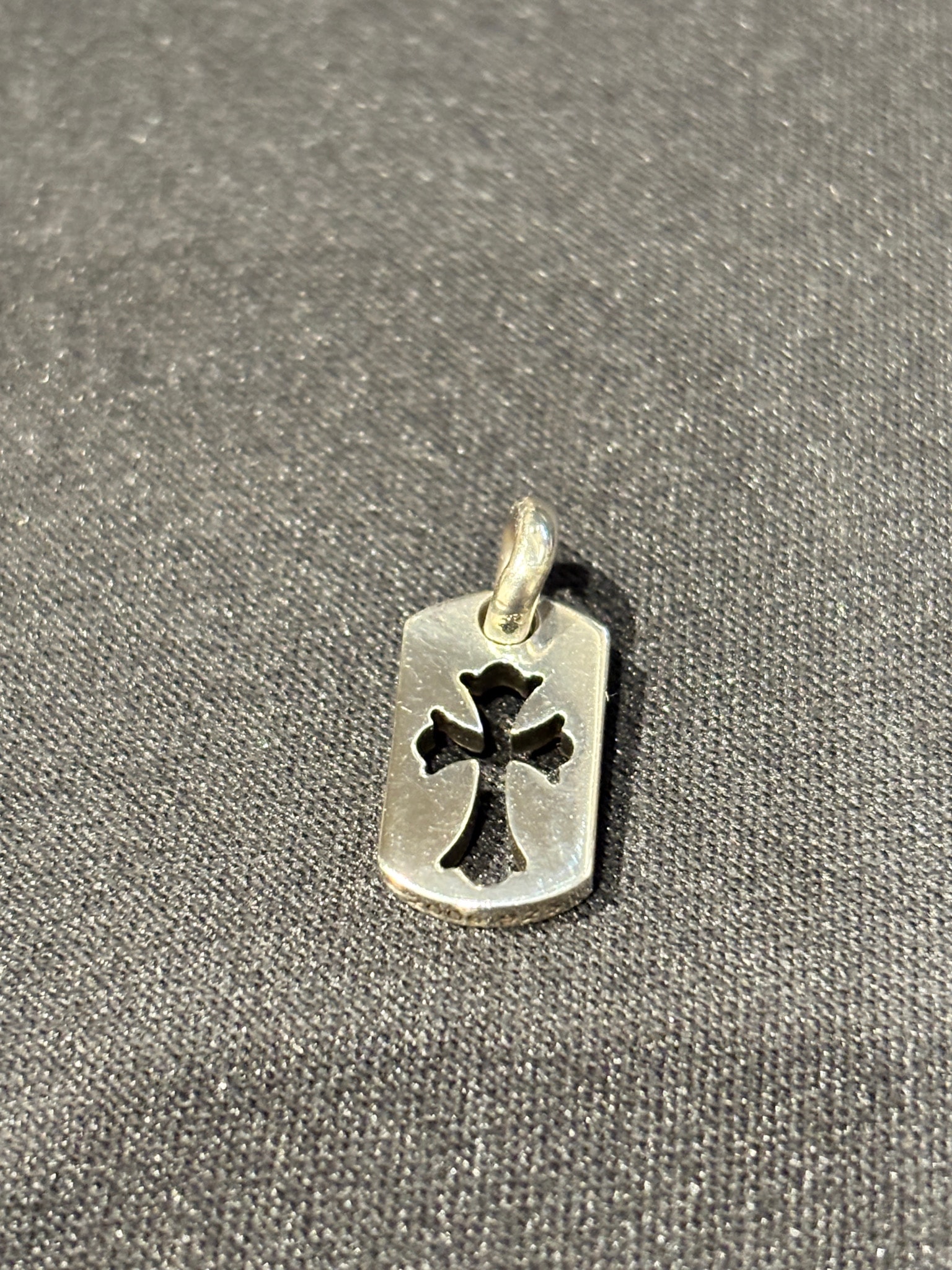 Chrome Hearts Tiny Cutout Cross Dog Tag Charm "Silver"