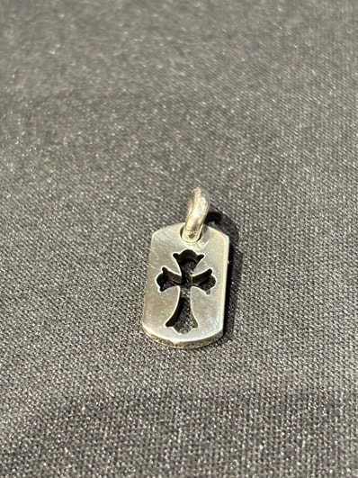 Chrome Hearts Tiny Cutout Cross Dog Tag Charm "Silver"