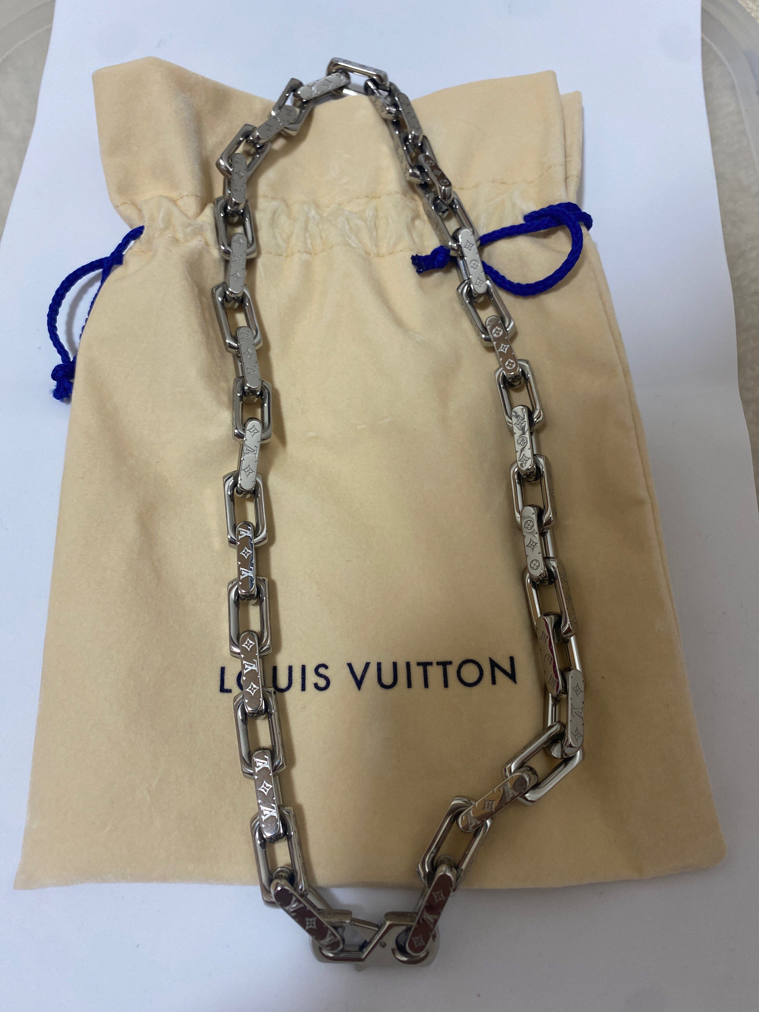 Louis Vuitton Monogram Chain Necklace "Silver"