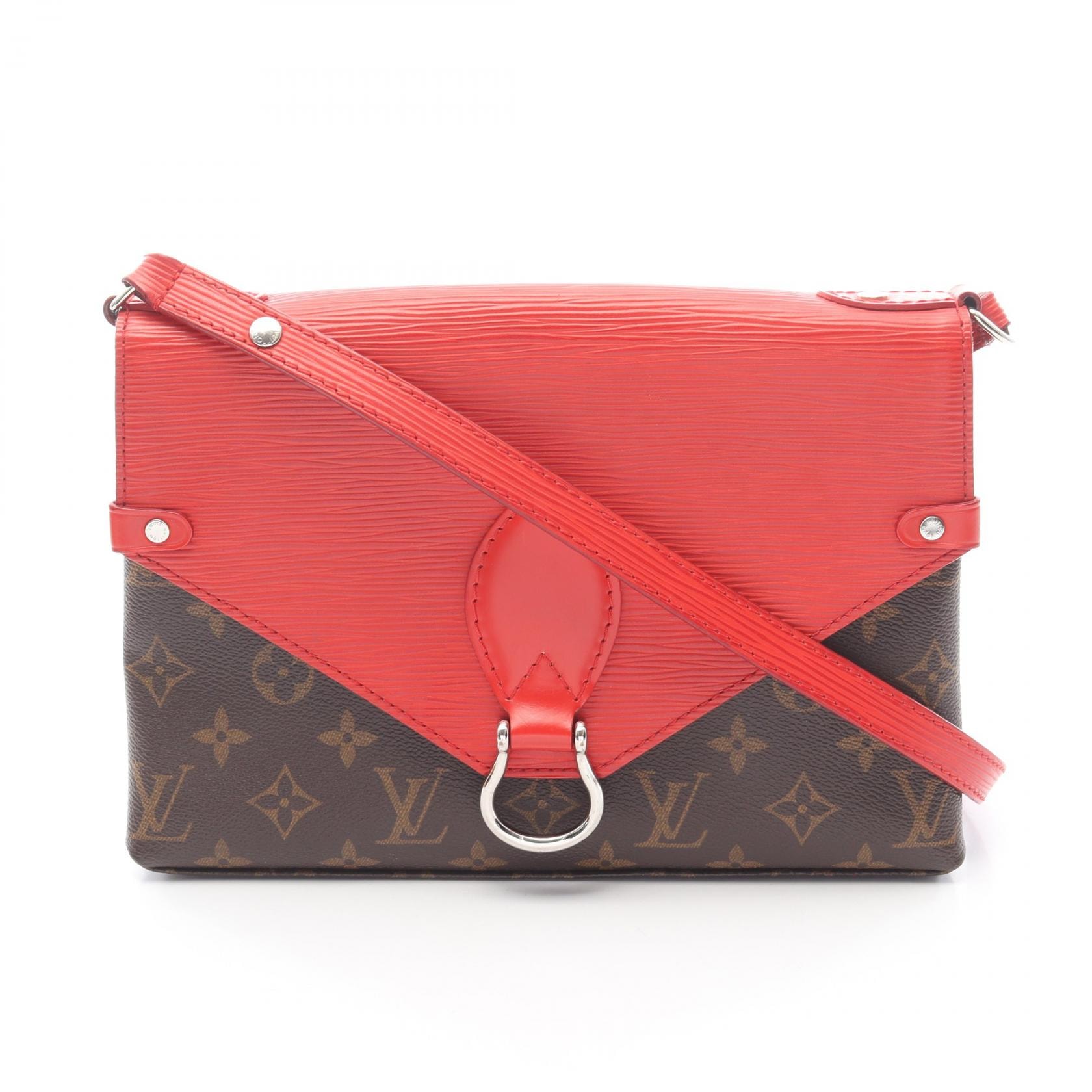 ルイ・ヴィトン LOUIS VUITTON サンミシェル ショルダーバッグ バッグ PVCコーティングキャンバス レザー エピ モノグラム コクリコ レディース ブラウン系 / レッド系 M44031 【中古】