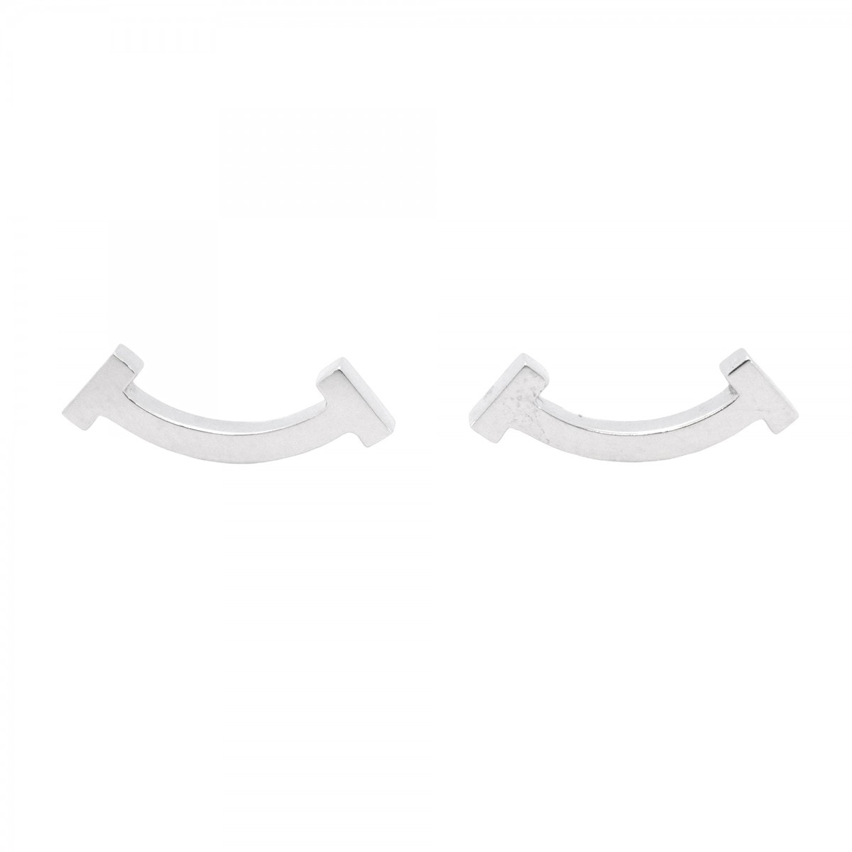 【6jdb0420】ティファニー ピアス Tスマイル ミニ K18WG ホワイトゴールド【中古】レディース