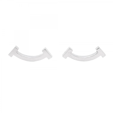 【6jdb0420】ティファニー ピアス Tスマイル ミニ K18WG ホワイトゴールド【中古】レディース