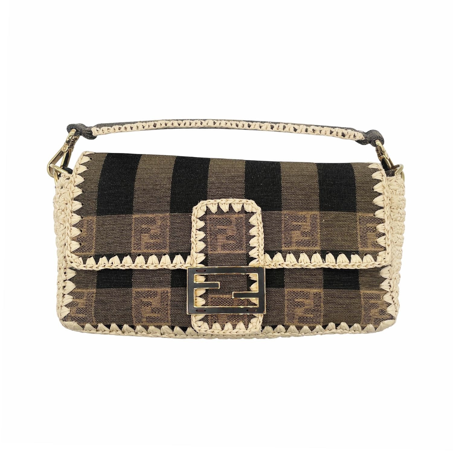 FENDI フェンディ ペカン柄 ジャガード ハンドバッグ
マンマバゲット 2WAY ハンドバッグ ラフィア メタル ブラウン レディース
【中古】