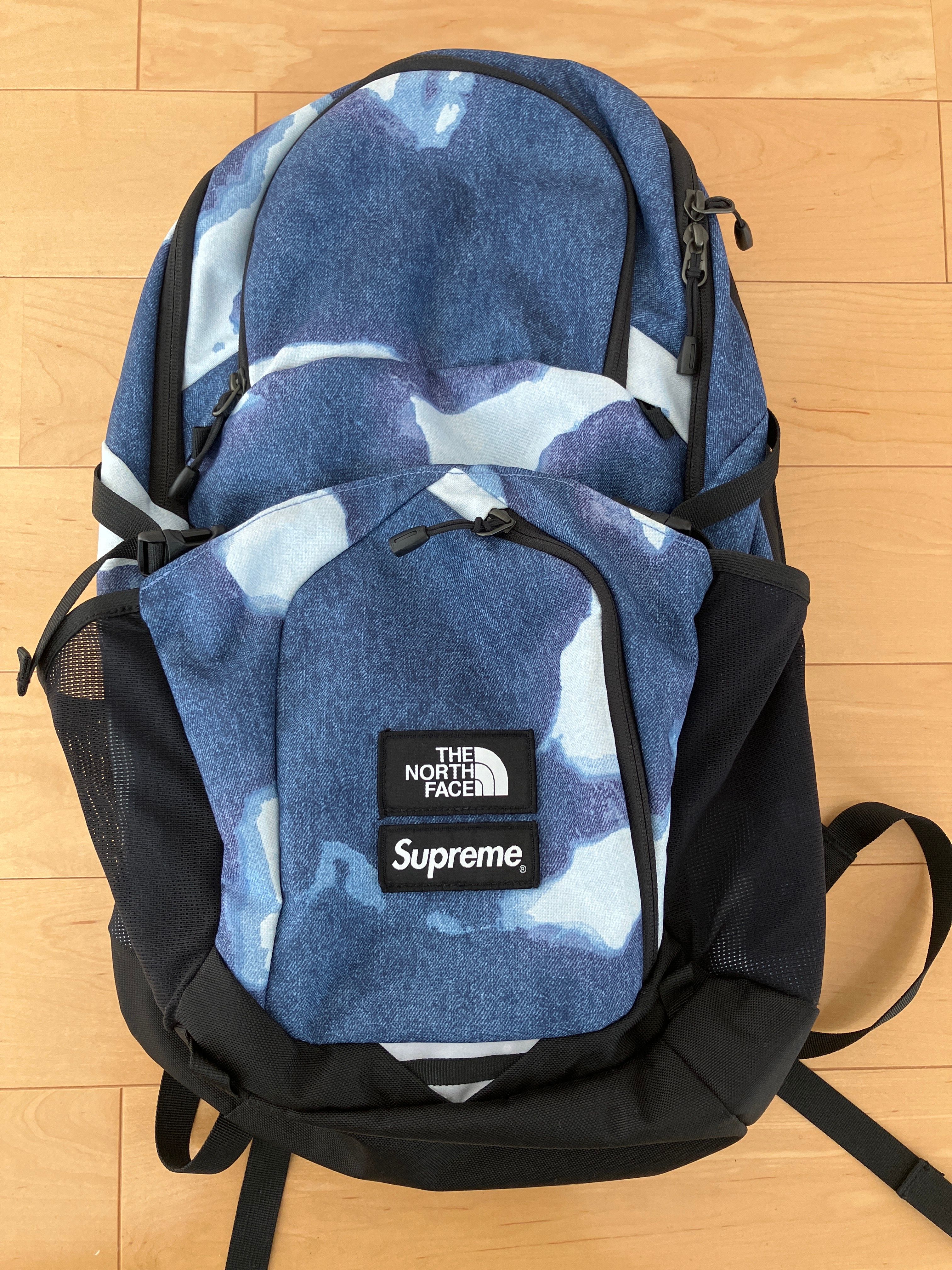 Supreme x The North Face Bleached Denim Print Pocono Backpack "Indigo"
