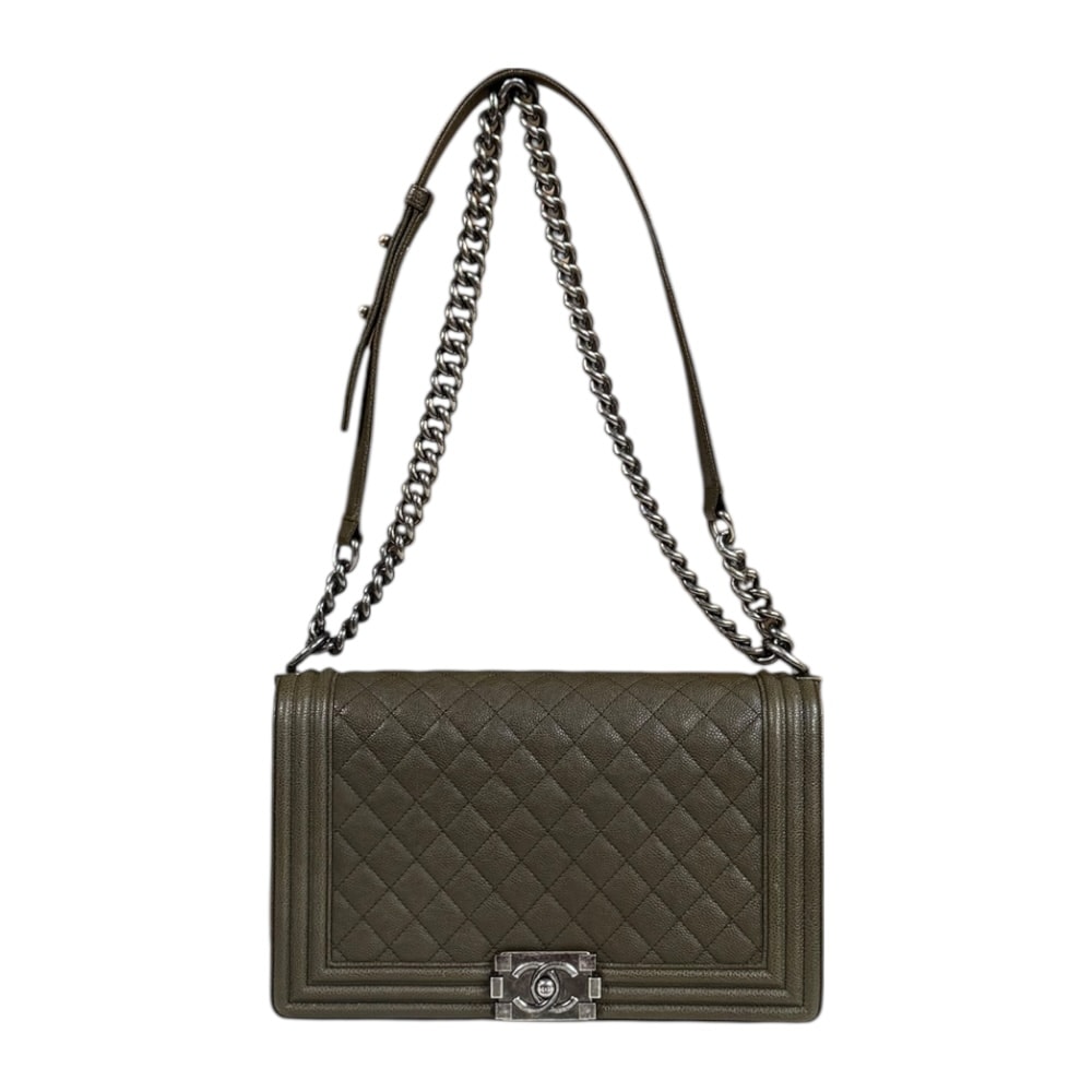 シャネル ボーイシャネル28 ショルダーバッグ レザー 92106 グリーン レディース CHANEL 中古