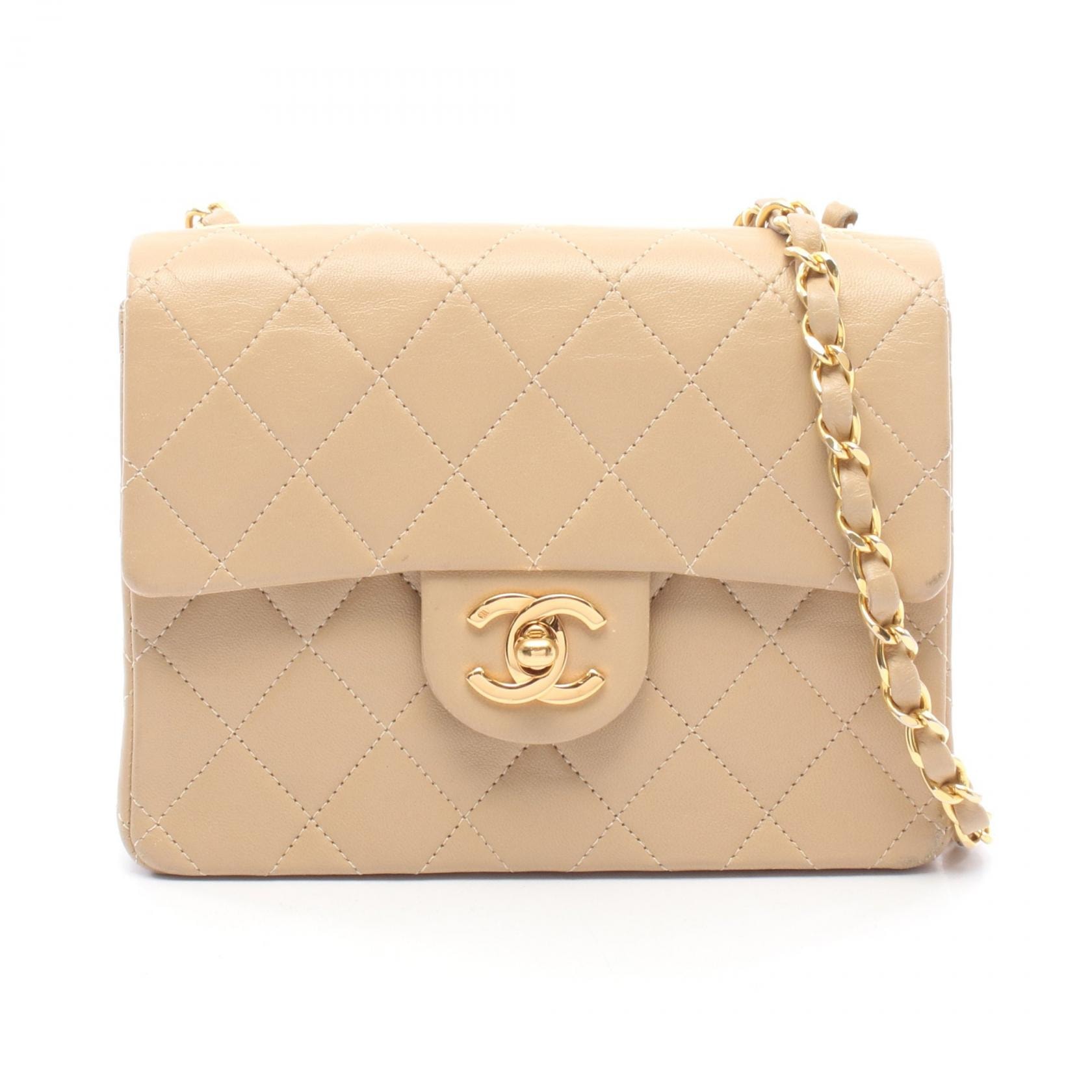 シャネル CHANEL ミニマトラッセ ショルダーバッグ バッグ ラムスキン(羊革) レディース ベージュ系 【中古】
