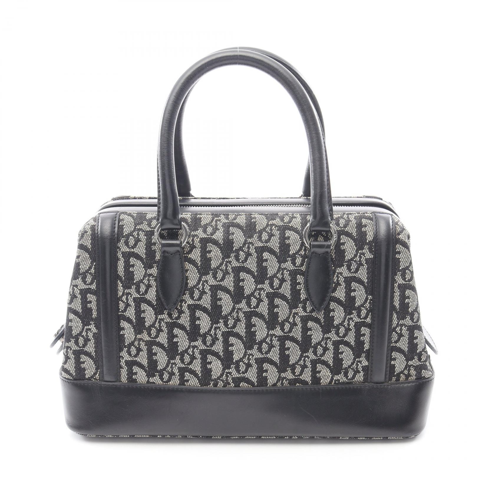 ディオール Dior トロッター ハンドバッグ バッグ キャンバス レザー レディース ベージュ系 / ブラック系 【中古】