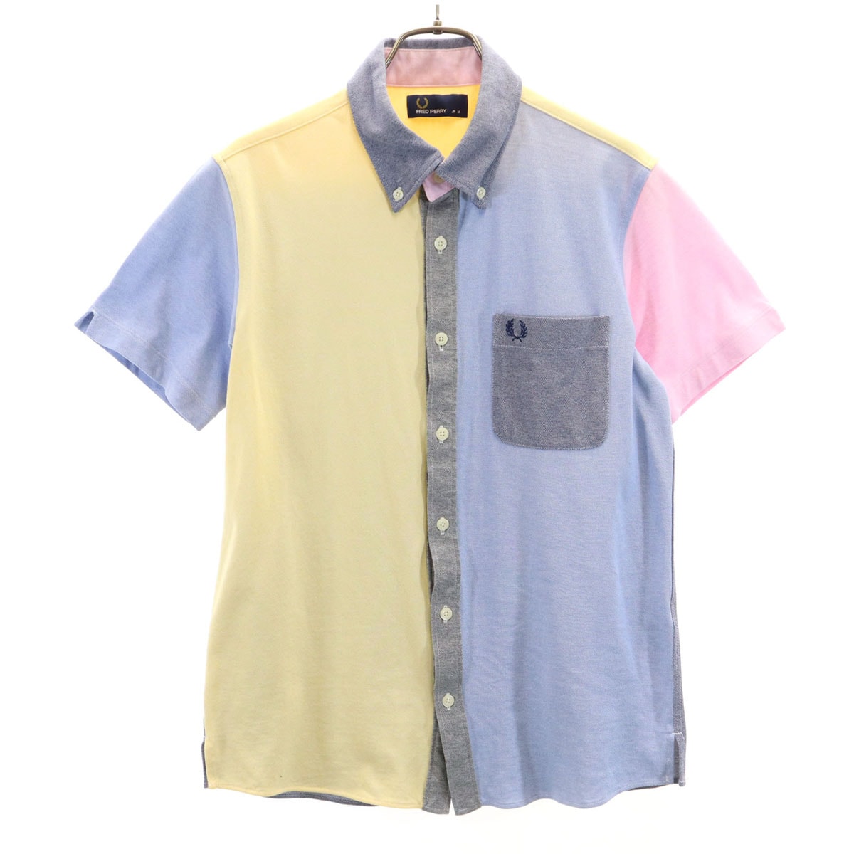 FRED PERRY フレッドペリー クレイジーパターン 半袖 ボタンダウンシャツ M マルチ