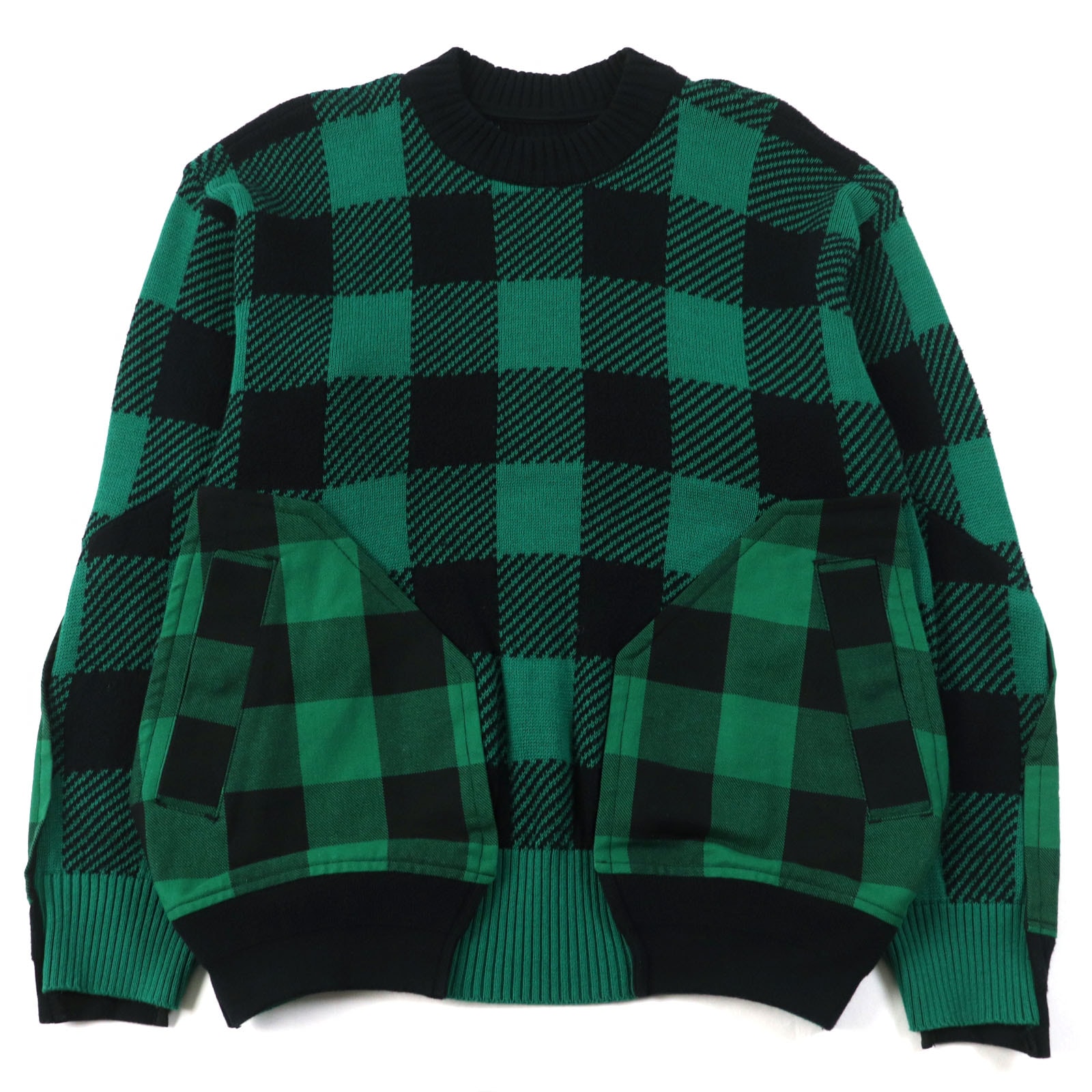 sacai Buffalo Check Kint Pullover "Green"