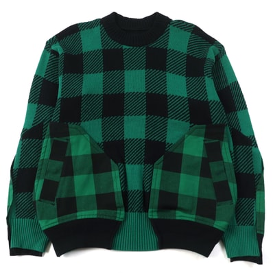 sacai Buffalo Check Kint Pullover "Green"