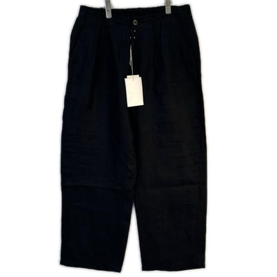 アンセルム ANC-PT119 ブラック 100/S LINEN TUCK SLACKS 2