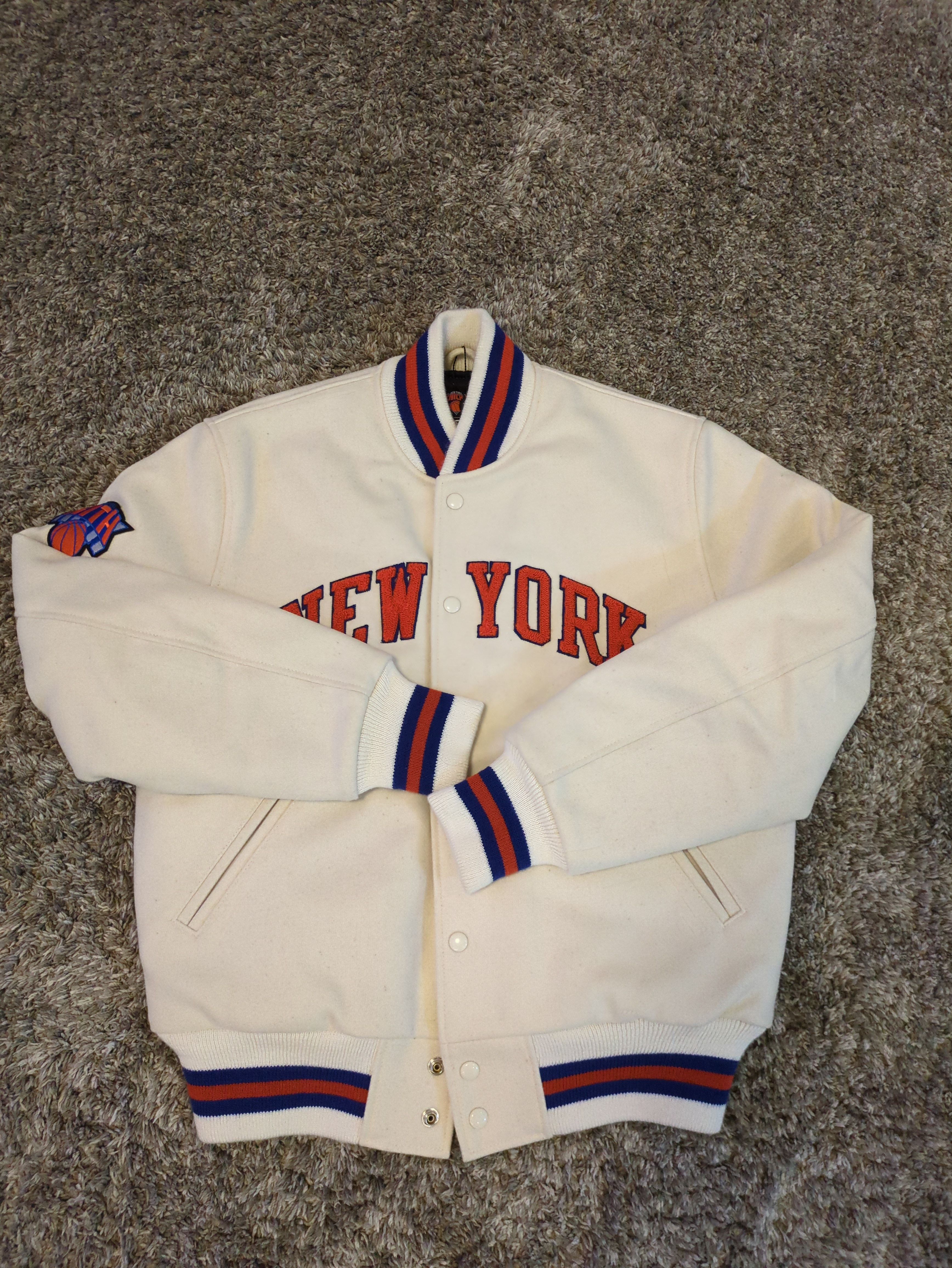 Kith Golden Bear for New York Knicks Varisty Jacket "Sandrift"