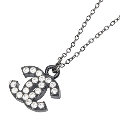 シャネル ココマーク ネックレス ブラック メタル ラインストーン レディース CHANEL 【中古】