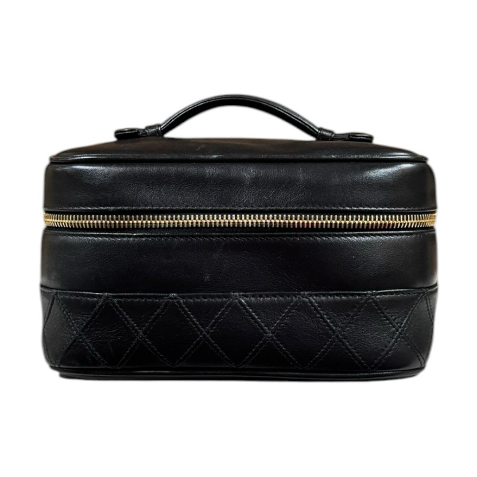 シャネル ピコローレ バニティバッグ ハンドバッグ レザー A01618 ブラック レディース CHANEL  中古