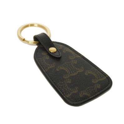 CELINE セリーヌ トリオンフ キーリング 現行 マカダム 凱旋門 カーキ ブラウン ゴールド 新ロゴ 箔押し ブラック キーホルダー 10D362BT8.38NO