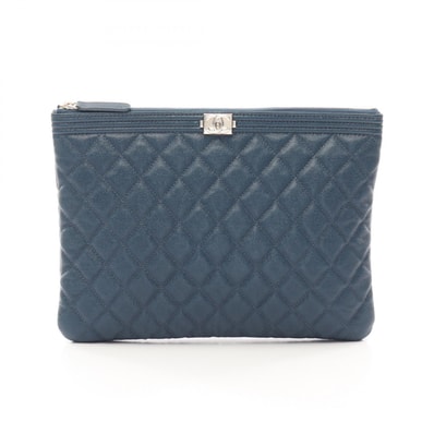 シャネル CHANEL ボーイシャネル セカンドバッグ クラッチバッグ バッグ キャビアスキン(グレインドカーフ) レディース ネイビー系 【中古】