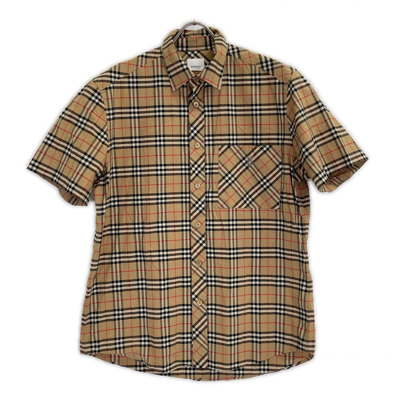 バーバリー 8017297 ベージュ ノバチェック TB刺繍 ショートスリーブシャツ L