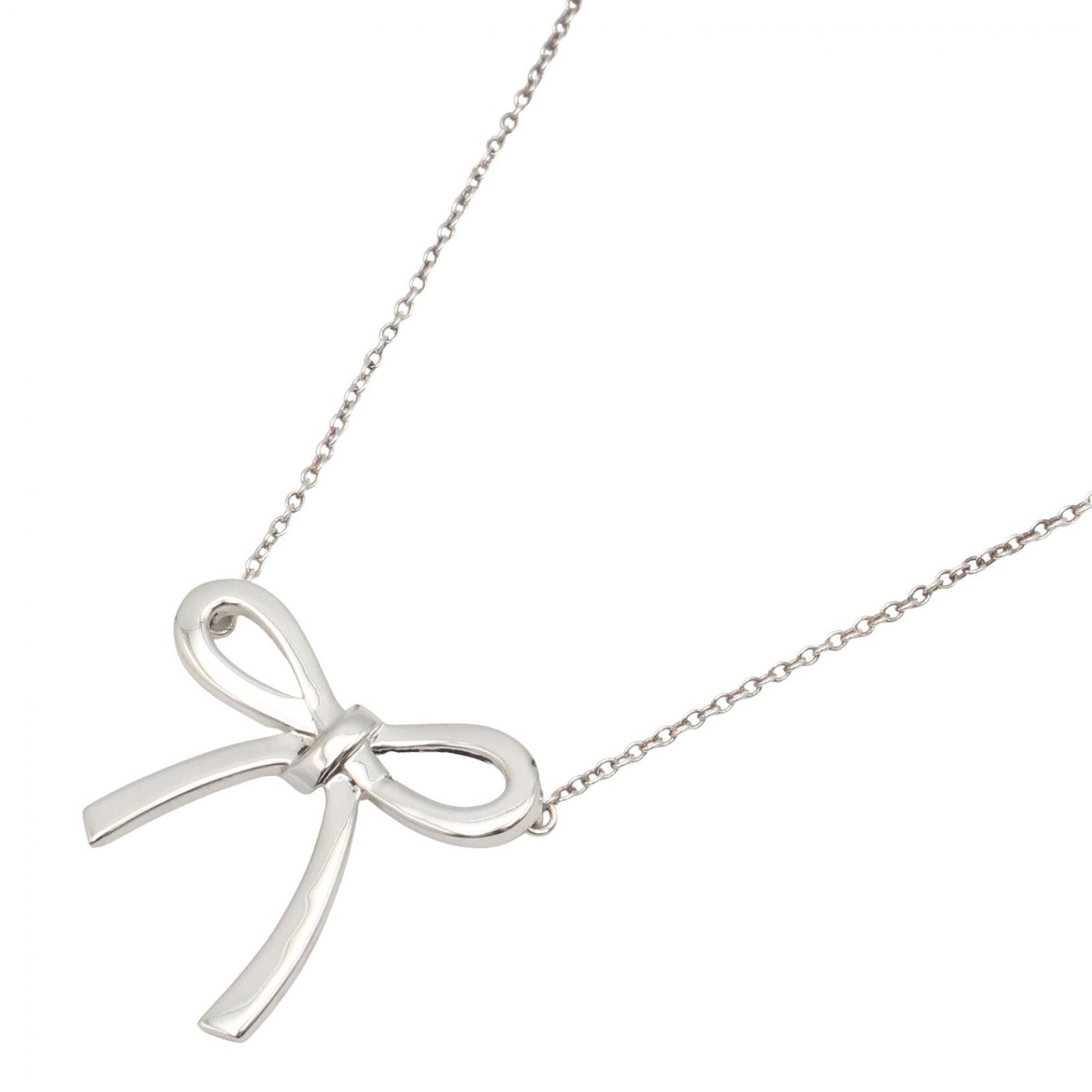 ティファニー TIFFANY&CO リボンネックレス ネックレス ジュエリー シルバー925 レディース シルバー系 【中古】