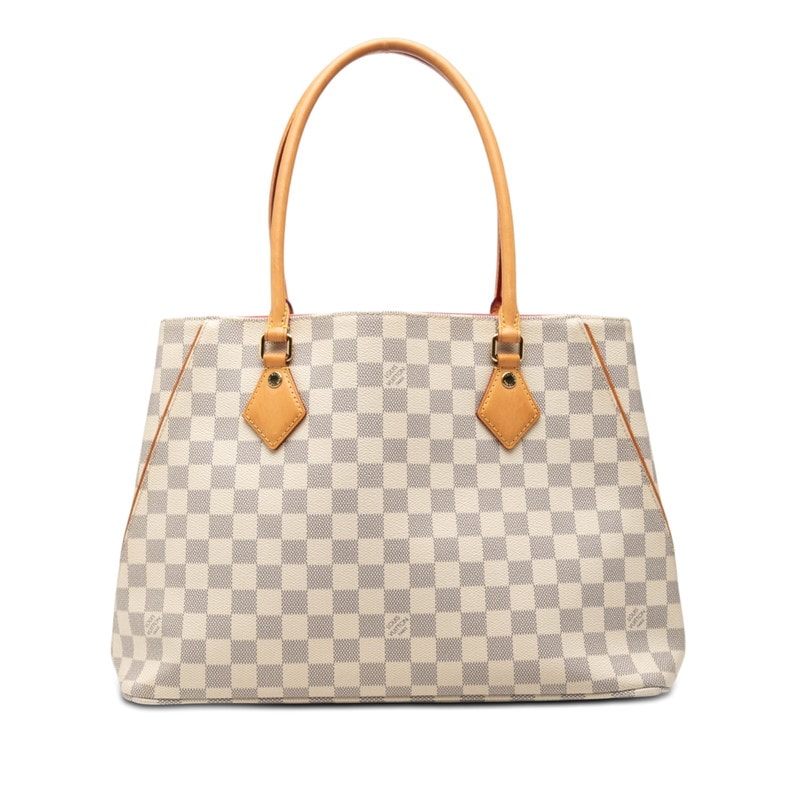 ルイ ヴィトン ダミエ アズール カルヴ トートバッグ ショルダーバッグ N41449 ホワイト ピンク PVC レザー レディース LOUIS VUITTON 【中古】