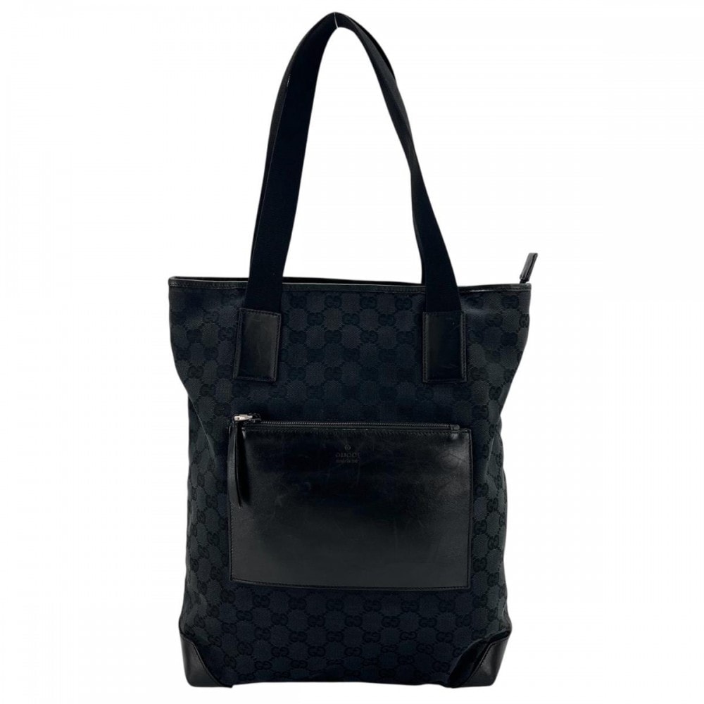GUCCI グッチ トートバッグ ハンドバッグ 肩掛け GG 019・0481    ブラック 黒 シルバー金具 メンズ【中古品】