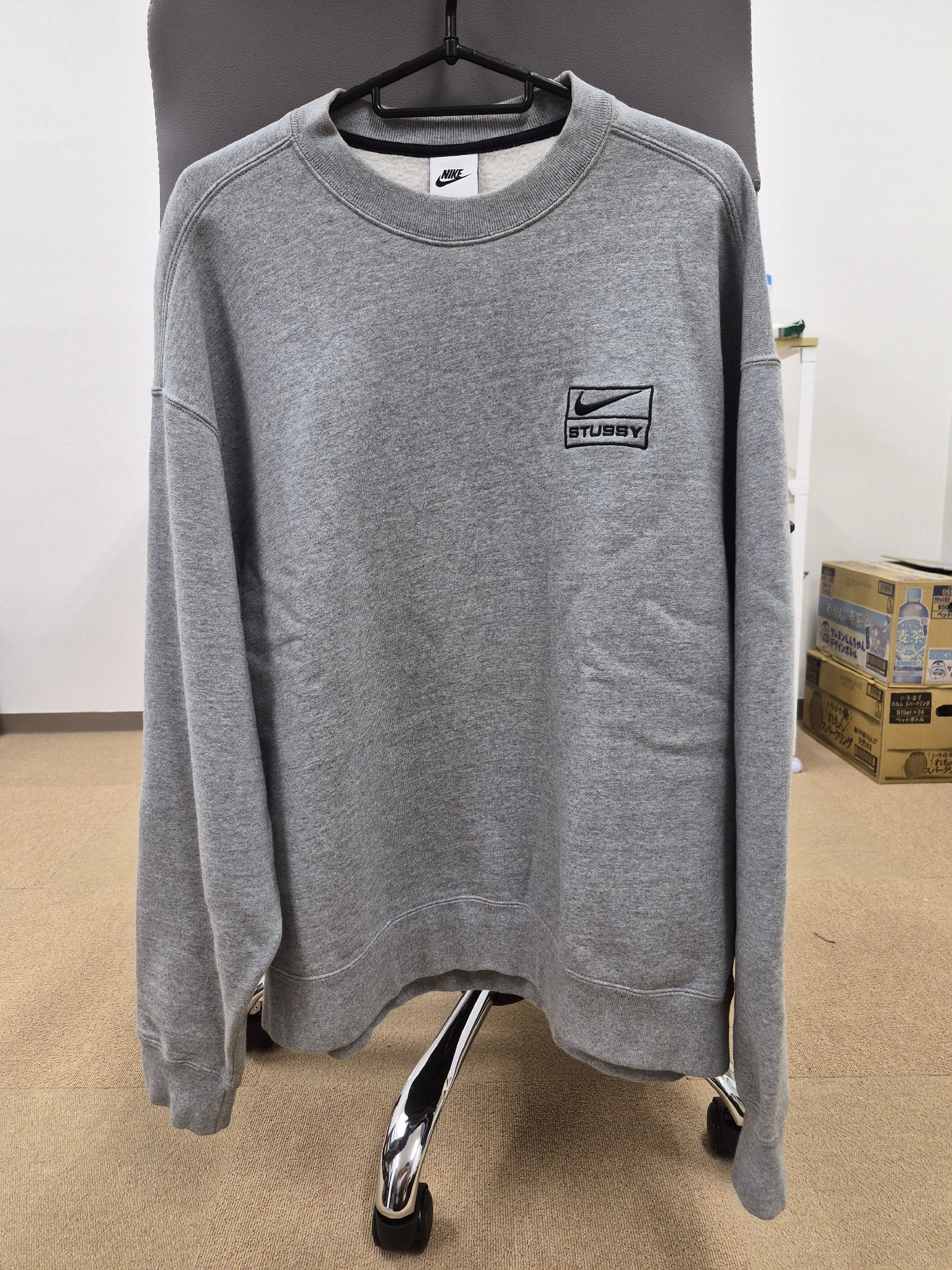 Stussy x Nike Fleece Crew (US Size) "Grey" DO9337-063