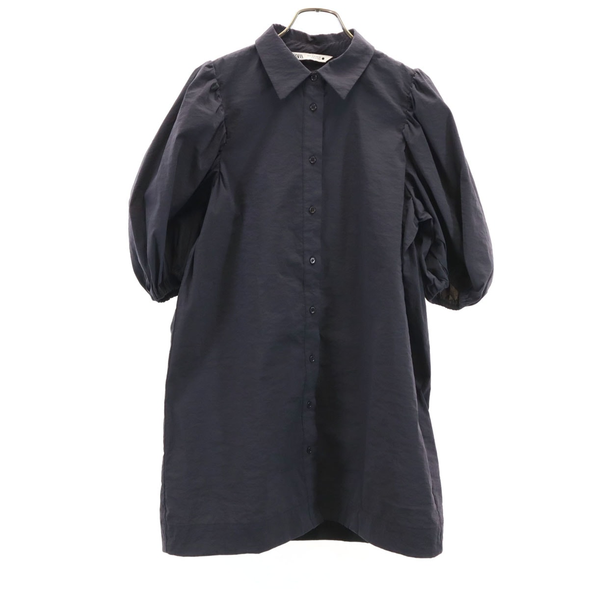 ZARA ザラ 5分袖 シャツワンピース S チャコールグレー