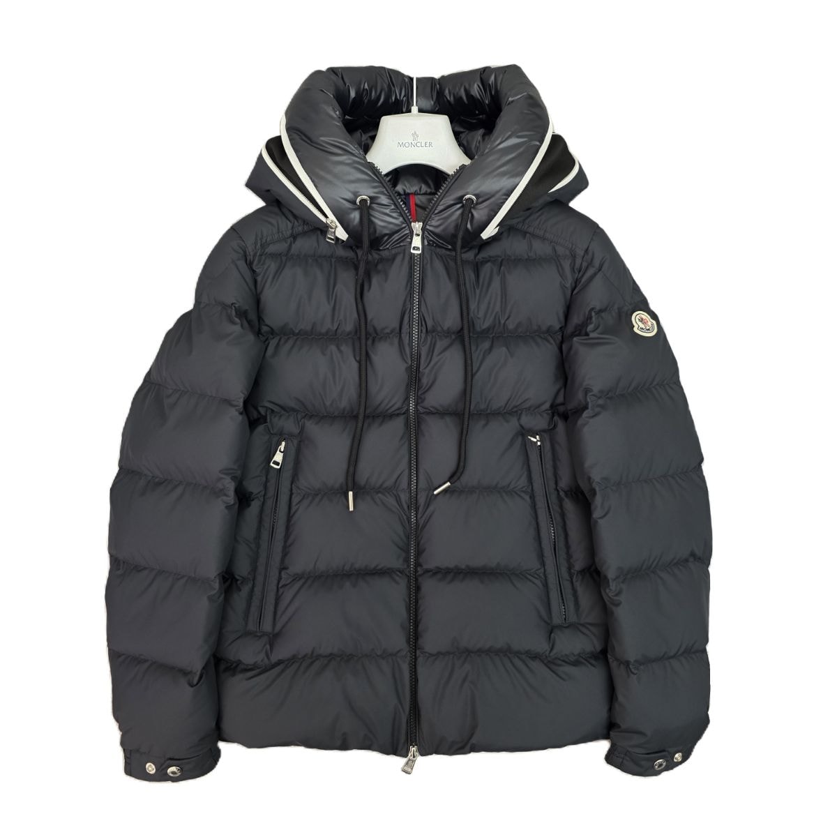 MONCLER モンクレール CARDERE カルデーレ フード ロゴ 23AW サイズ1 ダウンジャケット  H20911A00105 54A81 ナイロン ブラック  メンズ【中古】