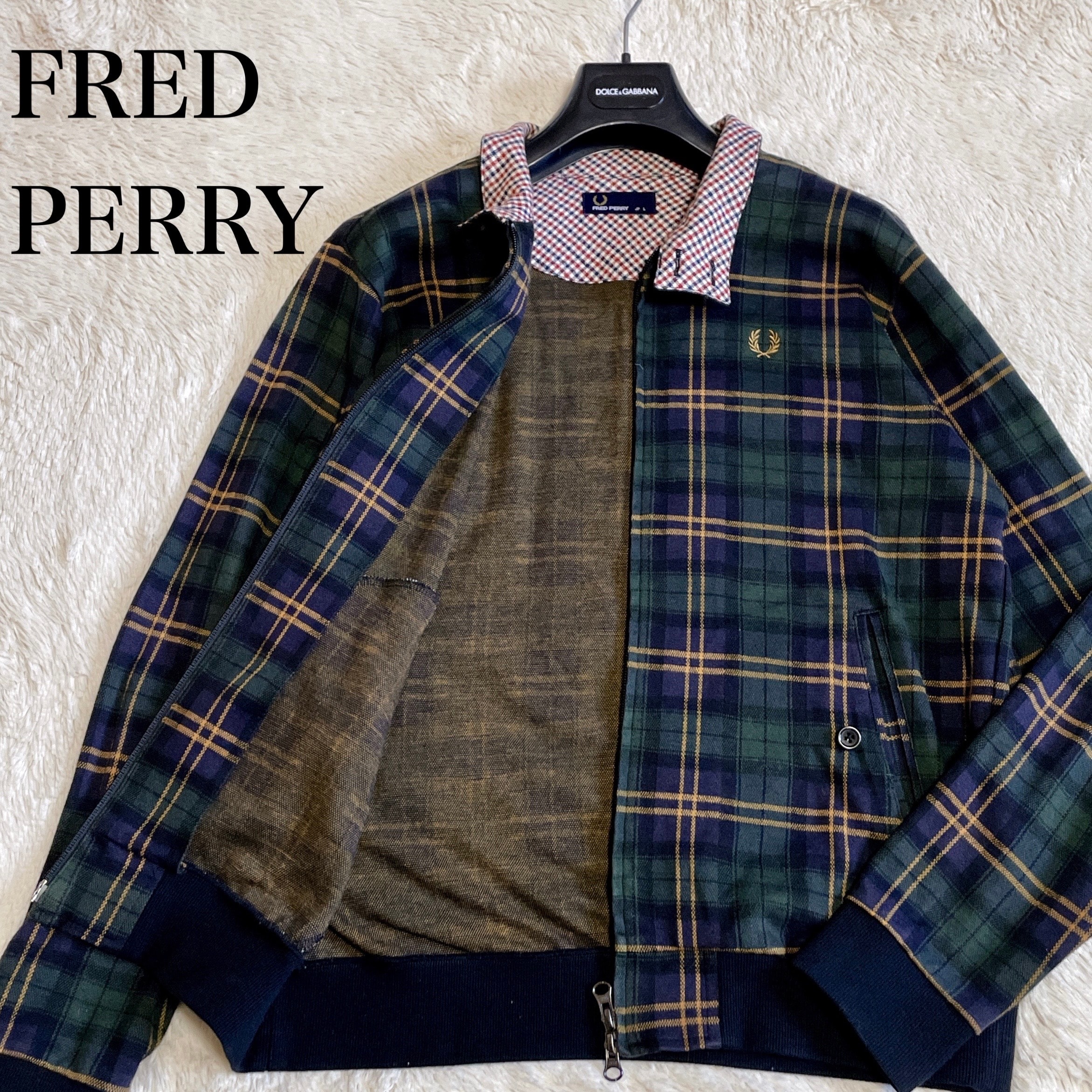 美品 フレッドペリー チェック ブルゾン スイングトップ ジャケット ロゴ