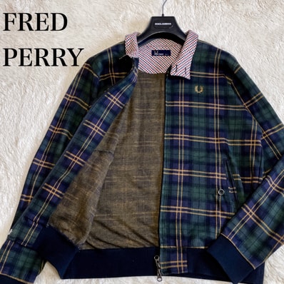 美品 フレッドペリー チェック ブルゾン スイングトップ ジャケット ロゴ