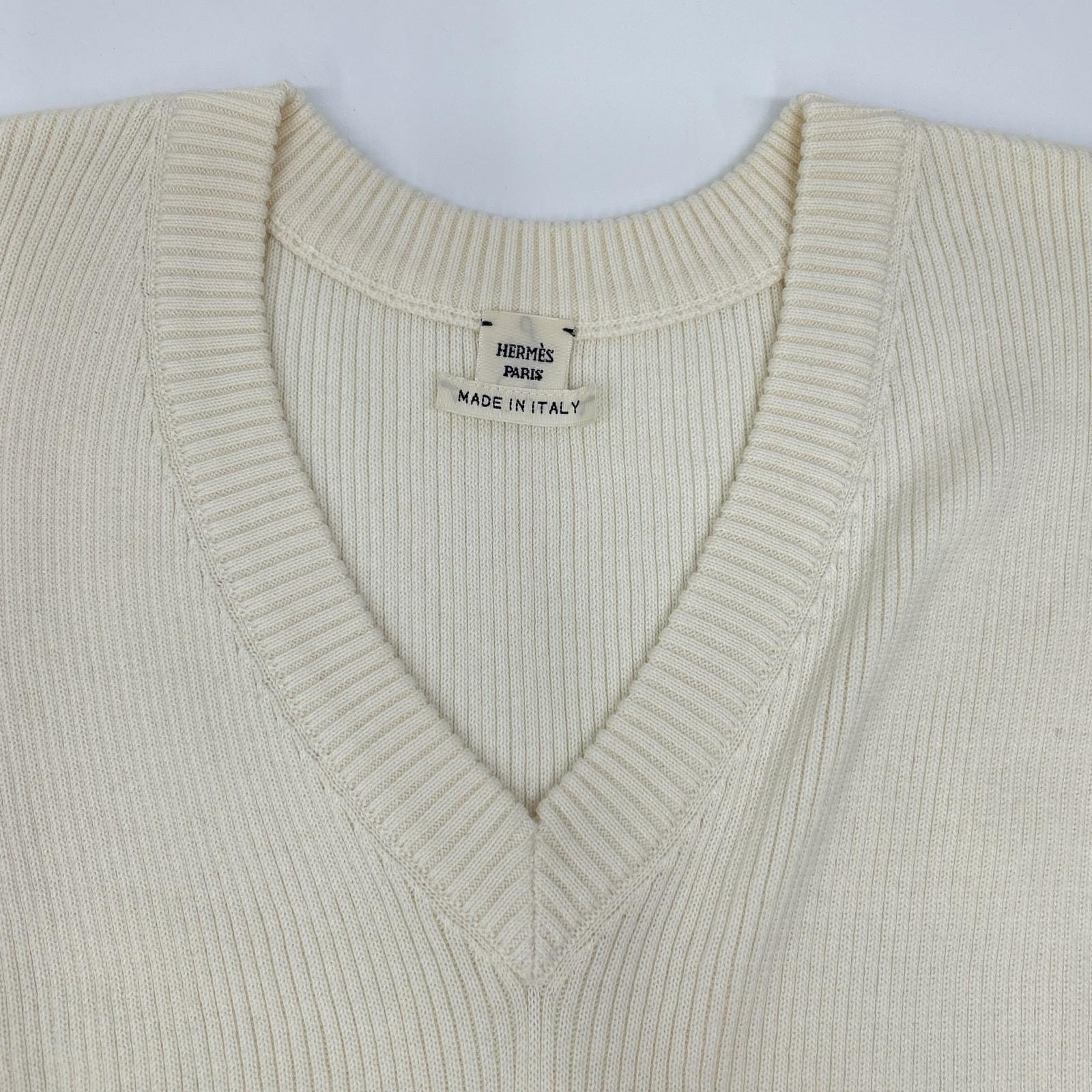 A (未使用に近い)】エルメス ルメール期 シルク混 Vネック