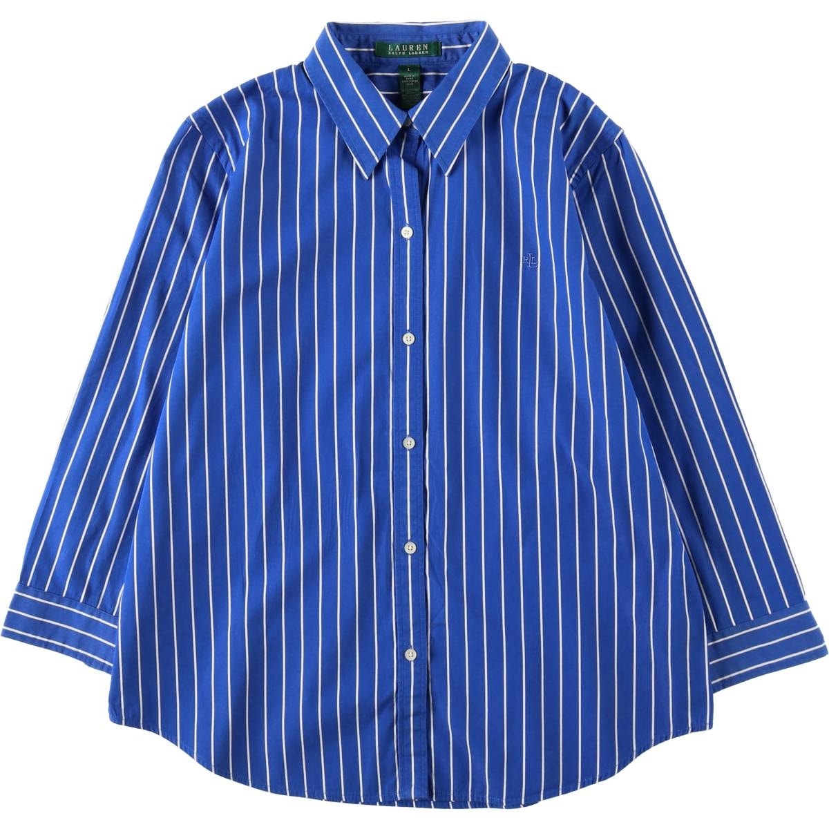 古着 ラルフローレン Ralph Lauren LAUREN ローレン 七分袖 コットンストライプシャツ レディースL相当 七分袖/eaa652782